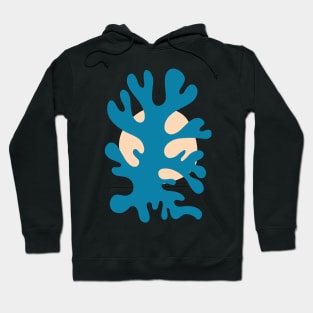 Leaves Matisse Inspired Abstract in Celadon Blue and Peach Hoodie